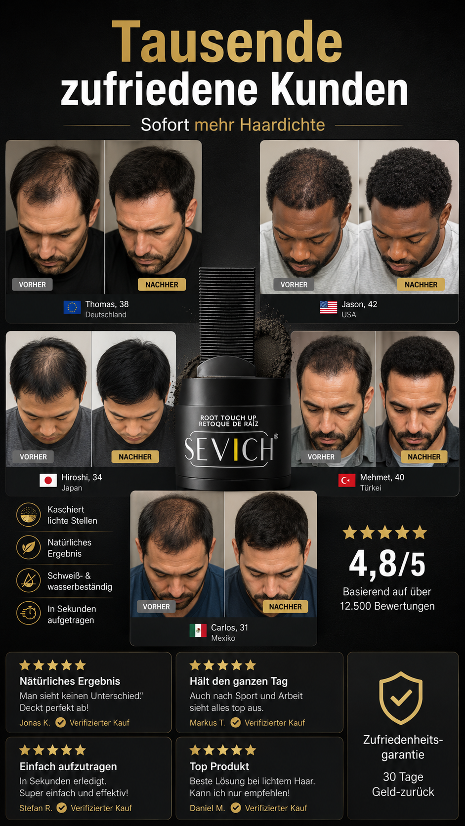 Hair Concealer für Männer – Sofort dichteres Haar in Sekunden