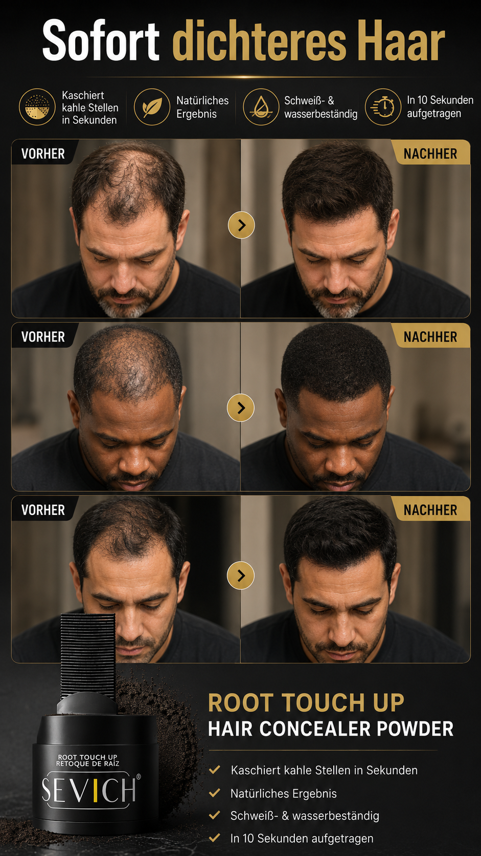 Hair Concealer für Männer – Sofort dichteres Haar in Sekunden